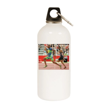 Asafa Powell White Water Bottle With Carabiner