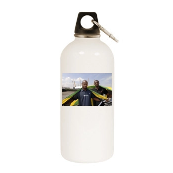 Asafa Powell White Water Bottle With Carabiner