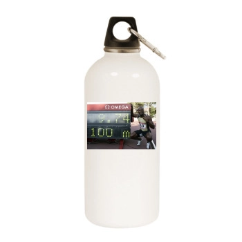 Asafa Powell White Water Bottle With Carabiner