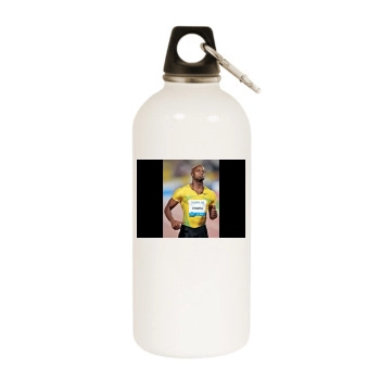 Asafa Powell White Water Bottle With Carabiner