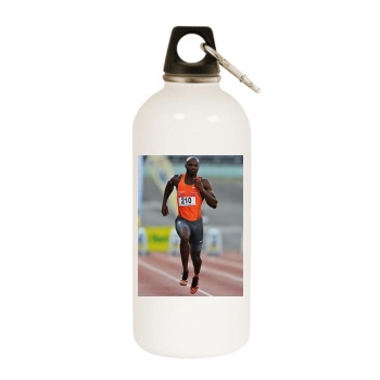 Asafa Powell White Water Bottle With Carabiner