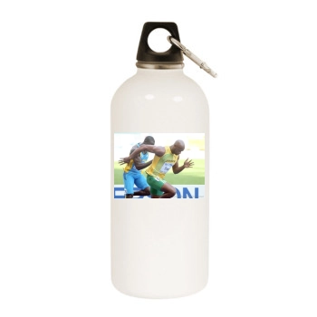 Asafa Powell White Water Bottle With Carabiner