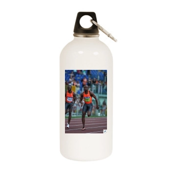 Asafa Powell White Water Bottle With Carabiner