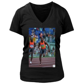 Asafa Powell Women's Deep V-Neck TShirt