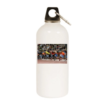 Asafa Powell White Water Bottle With Carabiner