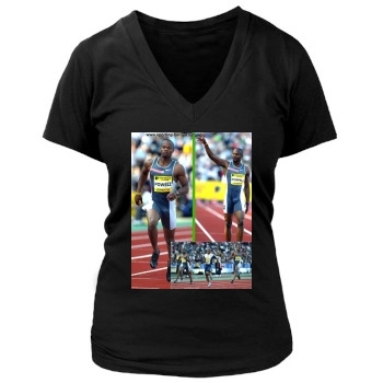 Asafa Powell Women's Deep V-Neck TShirt