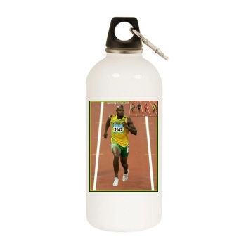 Asafa Powell White Water Bottle With Carabiner