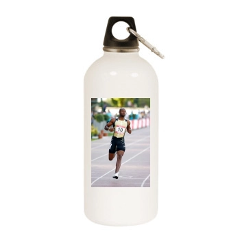 Asafa Powell White Water Bottle With Carabiner