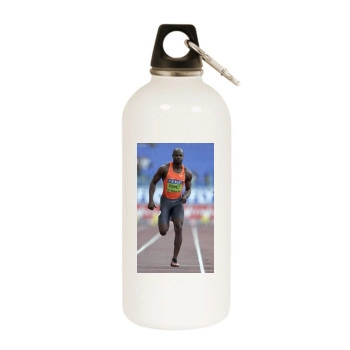 Asafa Powell White Water Bottle With Carabiner