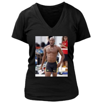 Asafa Powell Women's Deep V-Neck TShirt