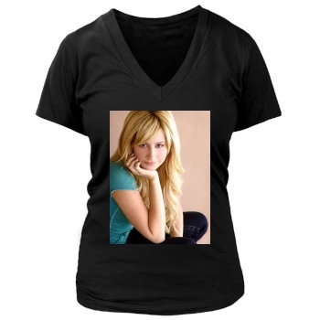 Ashley Tisdale Women's Deep V-Neck TShirt