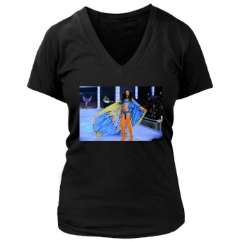 Adriana Lima Women's Deep V-Neck TShirt