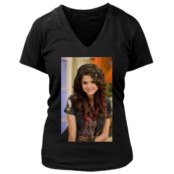 Selena Gomez Women's Deep V-Neck TShirt