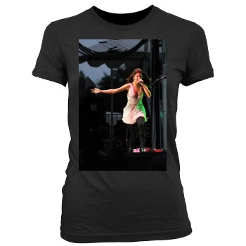 Selena Gomez Women's Junior Cut Crewneck T-Shirt