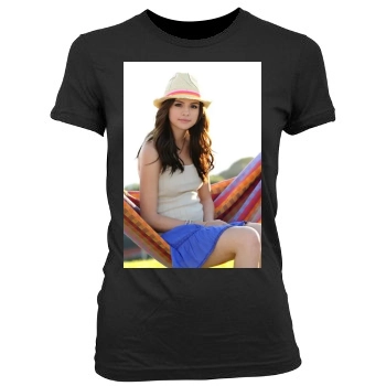 Selena Gomez Women's Junior Cut Crewneck T-Shirt