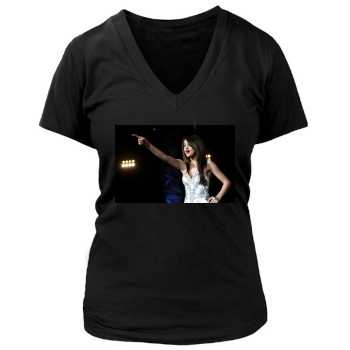 Selena Gomez Women's Deep V-Neck TShirt