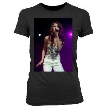 Selena Gomez Women's Junior Cut Crewneck T-Shirt