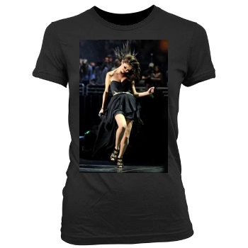 Selena Gomez Women's Junior Cut Crewneck T-Shirt