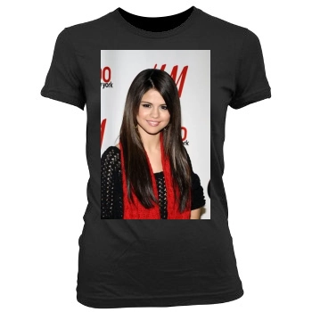 Selena Gomez Women's Junior Cut Crewneck T-Shirt