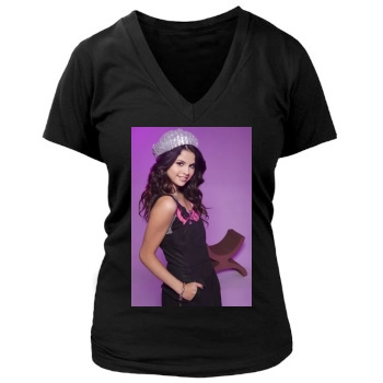 Selena Gomez Women's Deep V-Neck TShirt