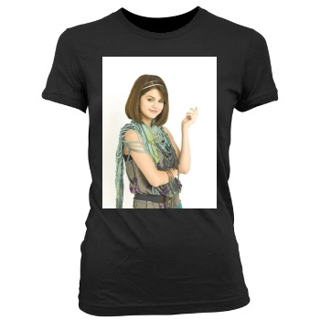 Selena Gomez Women's Junior Cut Crewneck T-Shirt