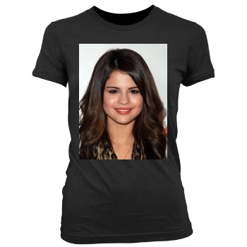 Selena Gomez Women's Junior Cut Crewneck T-Shirt