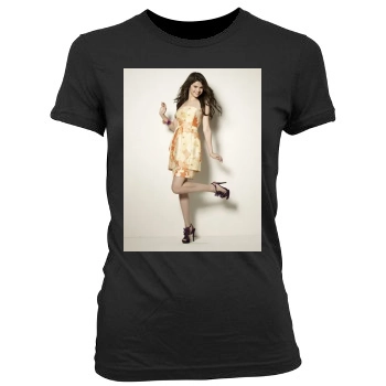 Selena Gomez Women's Junior Cut Crewneck T-Shirt