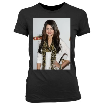 Selena Gomez Women's Junior Cut Crewneck T-Shirt