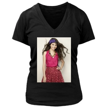 Selena Gomez Women's Deep V-Neck TShirt