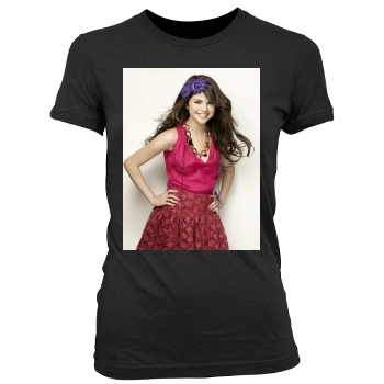 Selena Gomez Women's Junior Cut Crewneck T-Shirt