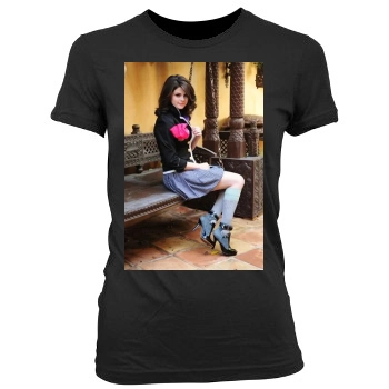 Selena Gomez Women's Junior Cut Crewneck T-Shirt