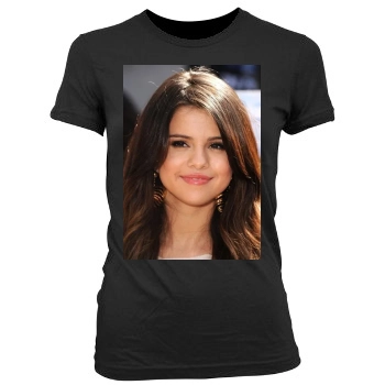 Selena Gomez Women's Junior Cut Crewneck T-Shirt