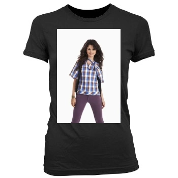 Selena Gomez Women's Junior Cut Crewneck T-Shirt