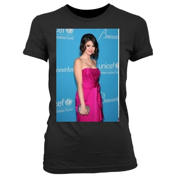 Selena Gomez Women's Junior Cut Crewneck T-Shirt