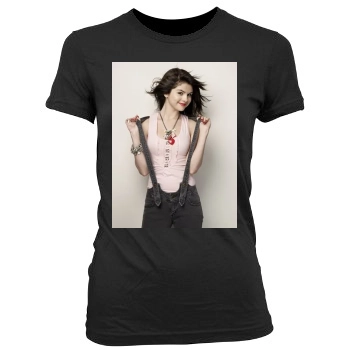 Selena Gomez Women's Junior Cut Crewneck T-Shirt