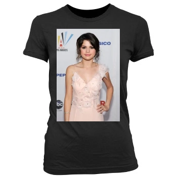 Selena Gomez Women's Junior Cut Crewneck T-Shirt