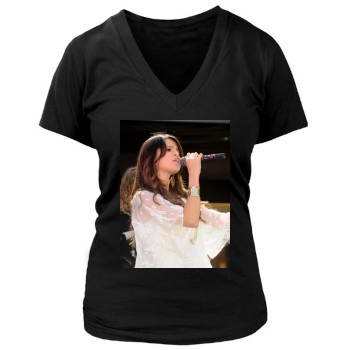 Selena Gomez Women's Deep V-Neck TShirt