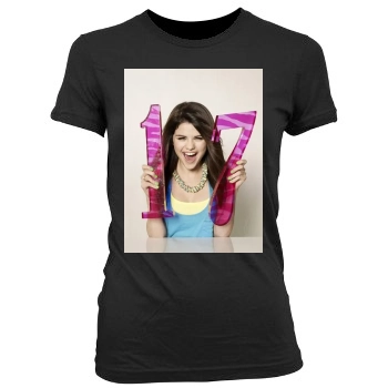 Selena Gomez Women's Junior Cut Crewneck T-Shirt