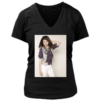 Selena Gomez Women's Deep V-Neck TShirt