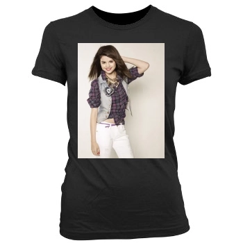 Selena Gomez Women's Junior Cut Crewneck T-Shirt