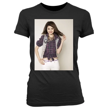 Selena Gomez Women's Junior Cut Crewneck T-Shirt