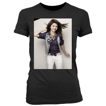 Selena Gomez Women's Junior Cut Crewneck T-Shirt