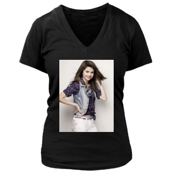 Selena Gomez Women's Deep V-Neck TShirt