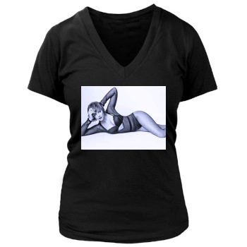 Abbie Cornish Women's Deep V-Neck TShirt