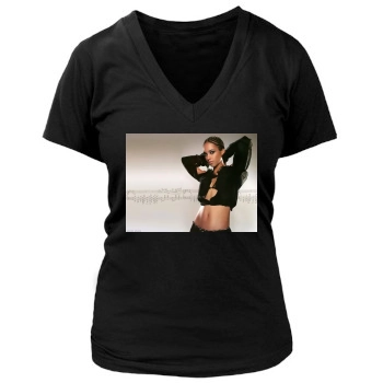 Alicia Keys Women's Deep V-Neck TShirt