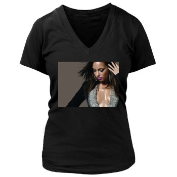 Alicia Keys Women's Deep V-Neck TShirt