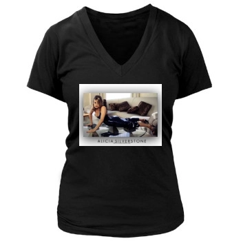 Alicia Silverstone Women's Deep V-Neck TShirt