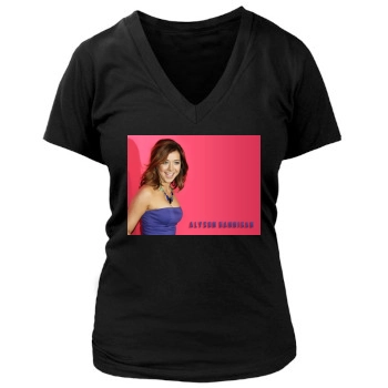 Alyson Hannigan Women's Deep V-Neck TShirt