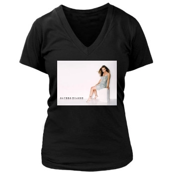 Alyssa Milano Women's Deep V-Neck TShirt