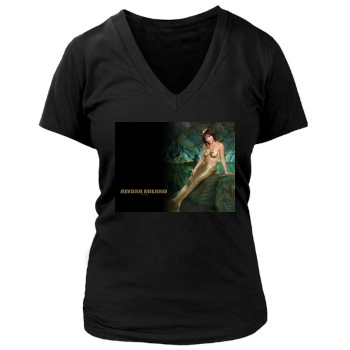 Alyssa Milano Women's Deep V-Neck TShirt